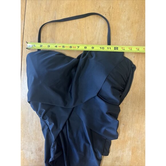 Shore Shapes Black TUMMY CONTROL TWIST BANDEAU One Piece Swimsuit SZ 16 - Picture 8 of 11